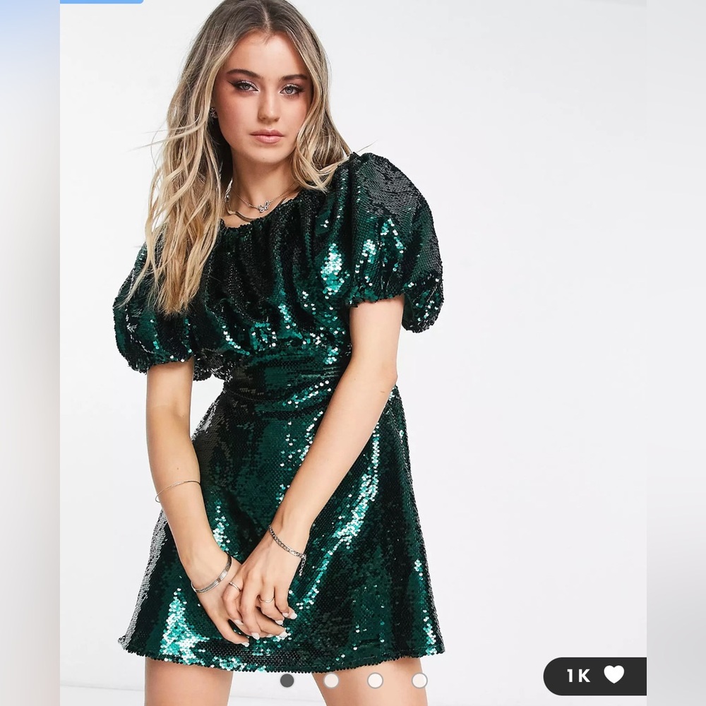 ASOS Miss Selfridge mini green sequin dress